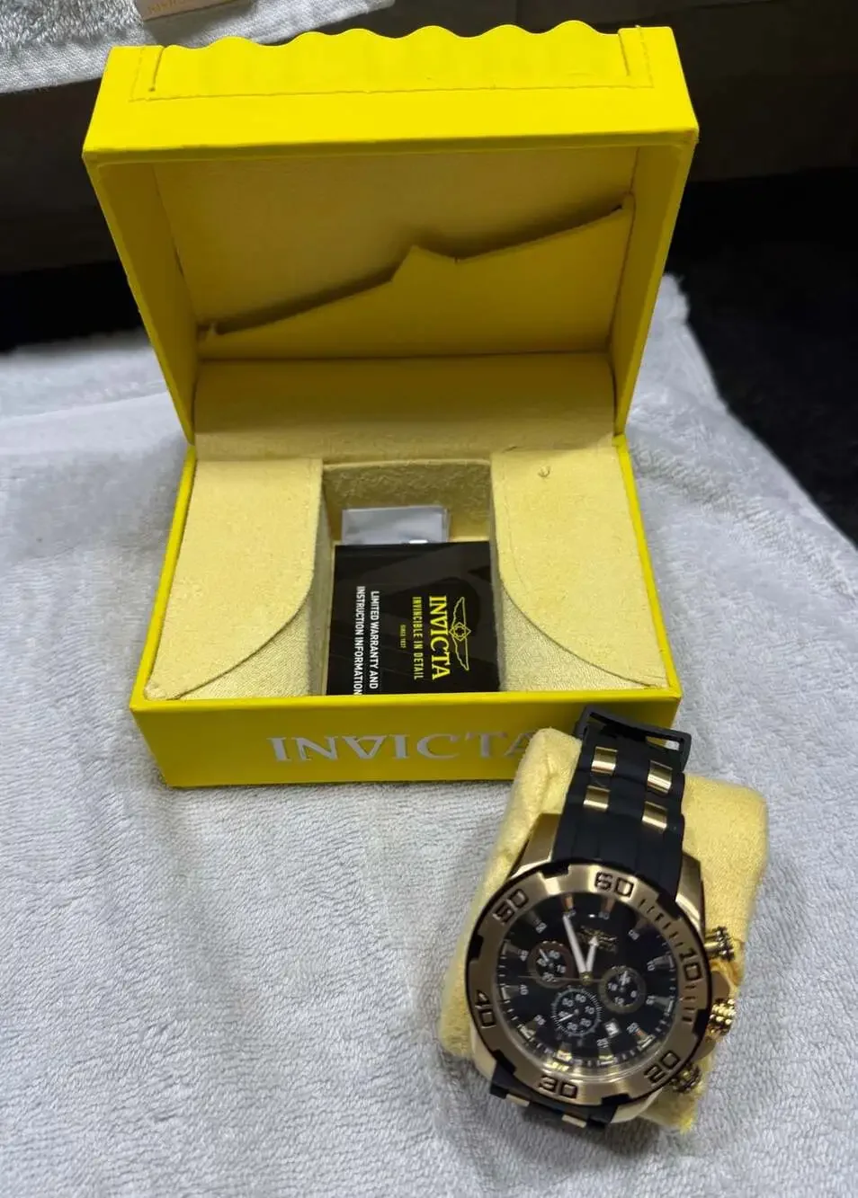 New Invicta Pro Diver 50mm Black Gold Watch 22340